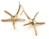 Starfish Earring Stud Post Gold Plated Brass 48x35mm 2474