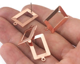 Rectangle Earring Stud Post with Loop 23x14mm Rose Gold Plated Brass Charms findings earring 2493