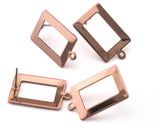 Rectangle Earring Stud Post with Loop 23x14mm Rose Gold Plated Brass Charms findings earring 2493
