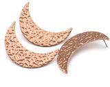 Crescent Earring Post Rose Gold Plated Brass Textured 44x27mm Earring  Blanks 2490