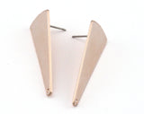 Triangle Earring Stud Post 1 Hole Rose Gold Plated Brass 37x14mm Earring  Blanks 2492