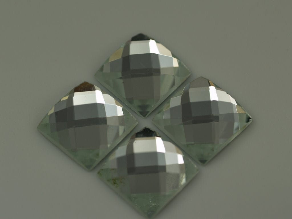 4 pcs 14mm Clear Faceted Mirror Glass Square Cabochon 140cb cab18