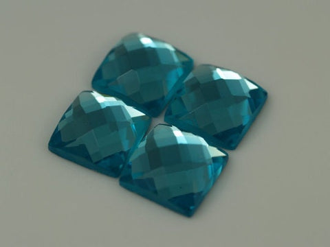 6 pcs 14mm Turquoise Faceted Mirror Glass Square Cabochon 140cb cab18