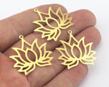 Lotus Charm Raw Brass 29x30mm (0.5mm thickness) 1 hole Tag  findings 2469-110