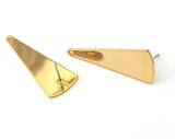 Triangle Earring Stud Post 1 Hole Gold Plated Brass 37x14mm Earring  Blanks 2492
