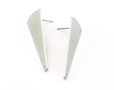 Triangle Earring Stud Post 1 Hole Silver Tone (Nickel Free) Plated Brass 37x14mm Earring  Blanks 2492
