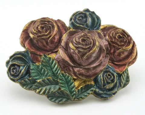 Flowers  Belt Buckle, Vintage Resin Wall decor 102x71mm limited stock Made in Germany bjk070