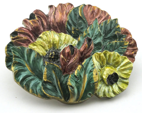 Flowers  Belt Buckle, Vintage Resin Wall decor 98x77mm limited stock Made in Germany bjk070