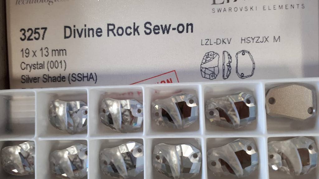 Divine Rock Sew-on 3257 Swarovski® Crystal Silver Shade (SSHA)  19x13mm