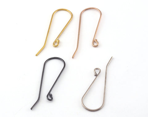 Fish Hook Ear Wires , 925k Sterling Silver Earring Hook Ball French (raw , gold plated silver, rose gold plated silver, Oxidized) 34mm 2051