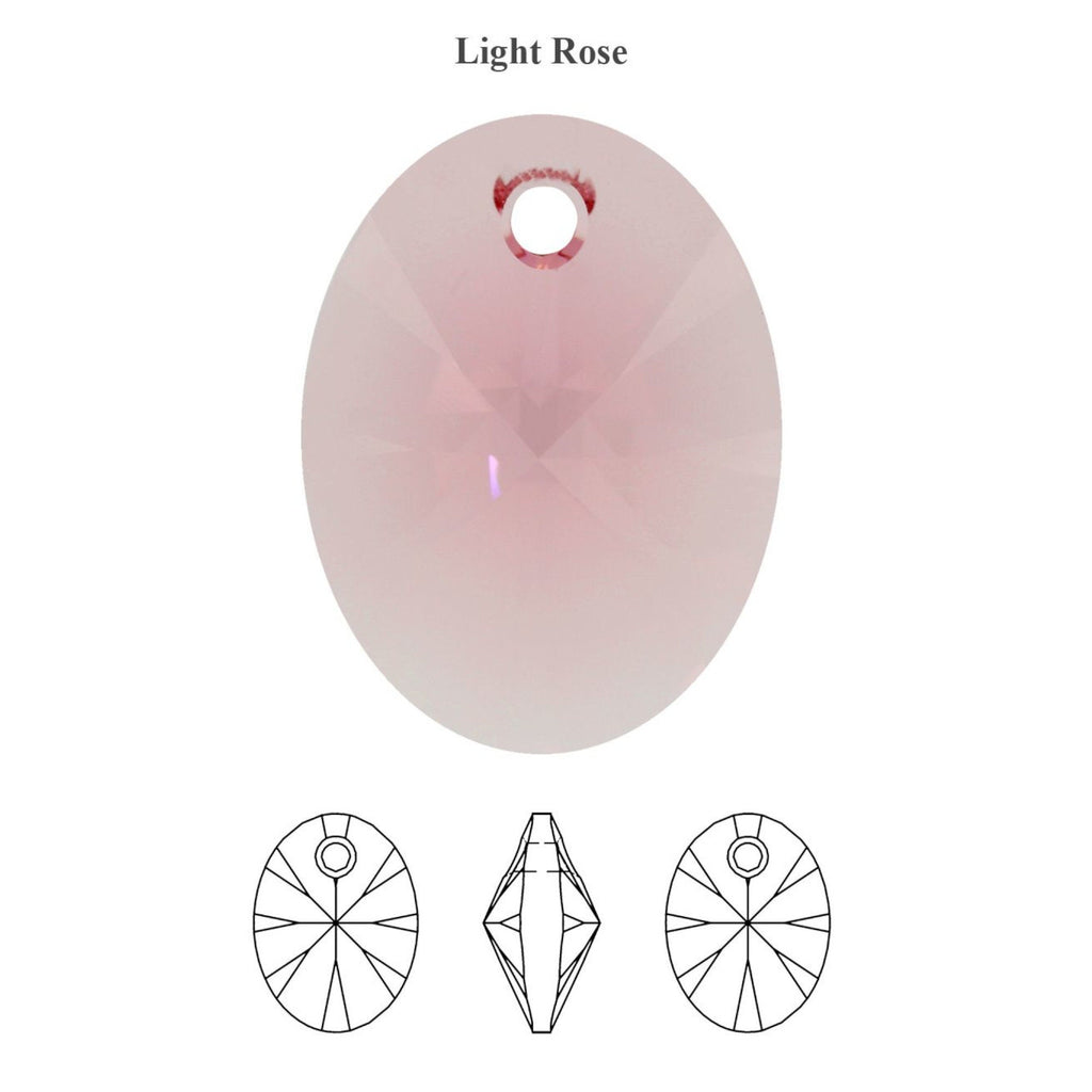 Xilion oval pendant 6028 Swarovski® crystal light rose 12mm