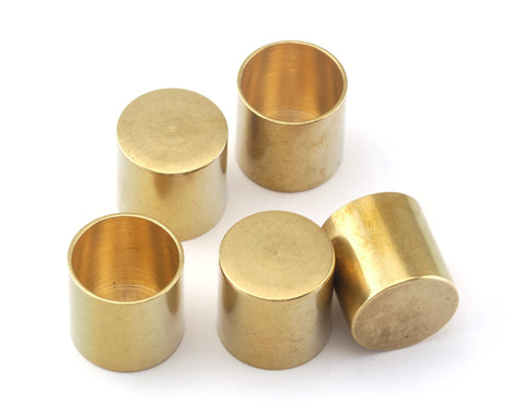 Ends Caps Leather 14x14mm (12.7mm inner hole) raw brass cord  tip ends, ribbon end, findings ENC13 2500