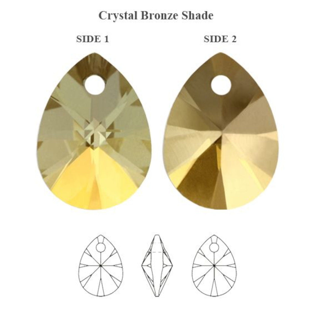 Xilion mini pear pendant 6128 Swarovski® crystal bronze shade 10mm oz278