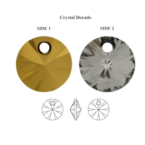 Xilion pendant disc 6428 Swarovski® crystal dorado 398 xilion rivoli pendant disc 8mm