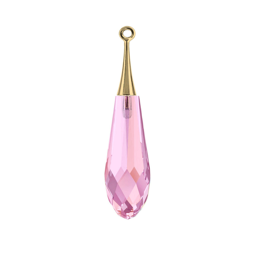 Pure drop pendant 6532 Swarovski® crystal lilac shadow (half hole) with trumpet cap 44mm