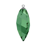 Swirl drop pendant 6541 Swarovski® emerald (205) (half hole) with classic 34.5mm