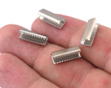 Ribbon Crimp Ends, 6x15mm Antique Silver Plated Brass cap Findings 2502