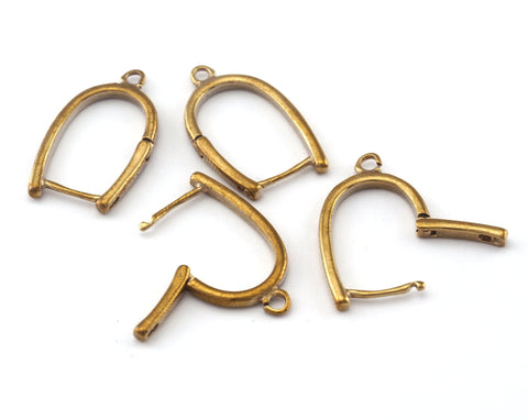 Earring Clips with one Loop (2mm) Raw brass 22x14mm OZ2511