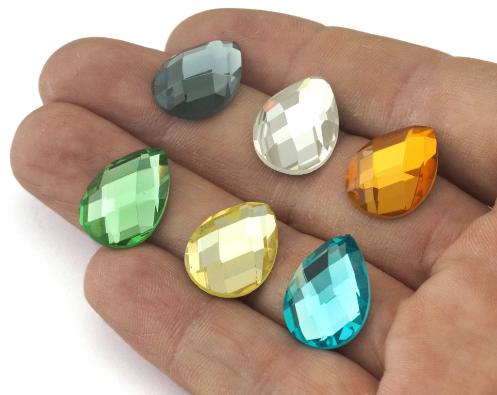 Wholesale 160 Pcs. Drop Faceted  Mirror Glass Foiled cabochons 18x13mm WS008