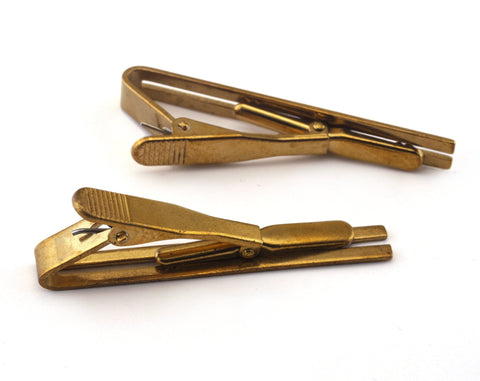 tie clip 55mm raw brass , brass tie pin OZ2174