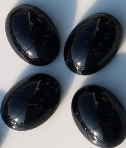 Czech Glass Oval Cabochons 13x18mm Onyx Black cab76-01