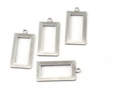 Rectangle frame with loop 28x14mm pendant charms Antique Silver Plated Silver brass OZ2299-140