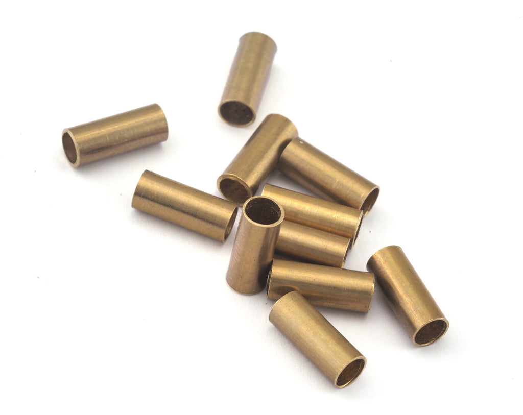 Cylinder Tube 4x10mm (hole 3mm ) raw brass Pendant, Findings spacer bead OZ1471