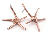 Starfish Earring Stud Post Rose Gold Plated Brass 48x35mm 2474