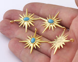 Star Pendant with Turquoise Color Stone Gold Plated  Brass 32x29mm  findings OZ2540-200