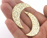 Crescent Earring Post Gold Plated Brass Textured 44x27mm Earring  Blanks 2490