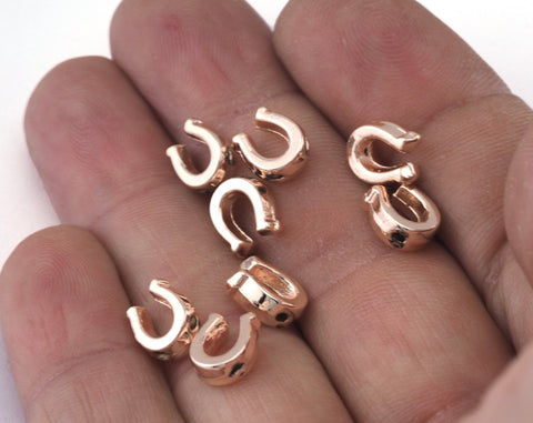 Horseshoe shape beads 8.5x7mm Rose Gold plated Alloy 3.5 thickness finding (2 hole 1.3mm)  OZ2559-60