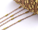 raw brass soldered chain with 3mm tube anklet satellite chain 1,5x2mm Z141