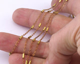 raw brass soldered chain with 3mm tube anklet satellite chain 1,5x2mm Z141
