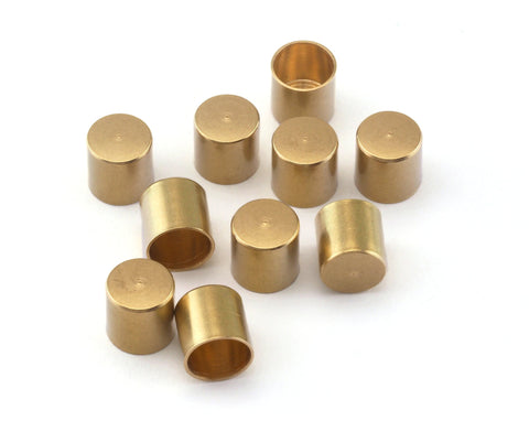 Ends Caps Leather 7x7mm (6.3mm inner hole) raw brass cord  tip ends, ribbon end, findings ENC6 2501