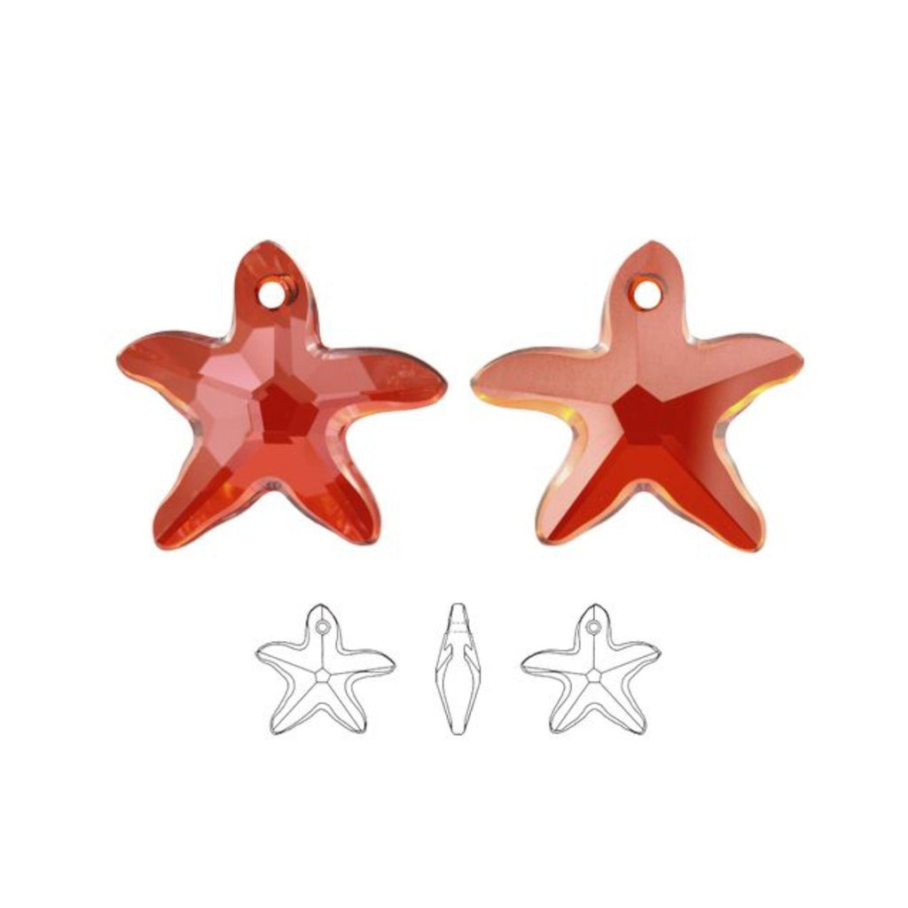 Starfish pendant Swarovski®  40mm CRYSTAL Red Magma 6721