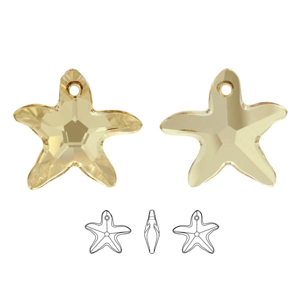 Starfish pendant Swarovski®  40mm crystal golden shadow 6721