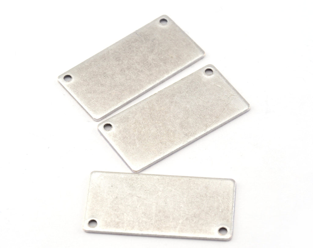Rectangle stamping blank 15x30x0.8mm (20 gauge) Antique Silver Plated brass two hole OZ1206-75
