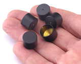 ends cap black painted brass 13x10mm 12mm inner 1,5mm 15 gauge hole cord  tip ends ribbon end, findings ENC12 OZ1653
