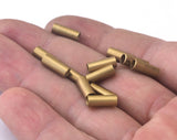 Cylinder Tube 4x10mm (hole 3mm ) raw brass Pendant, Findings spacer bead OZ1471