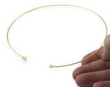 Brass Choker findings with 2 hole Wire collar necklace  blanks pendant 140mm Gold plated brass D16