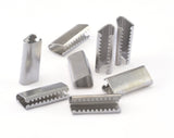 Ribbon Crimp Ends, 6x15mm Nickel Free Plated (Silver Tone) Plated Brass cap Findings 2502