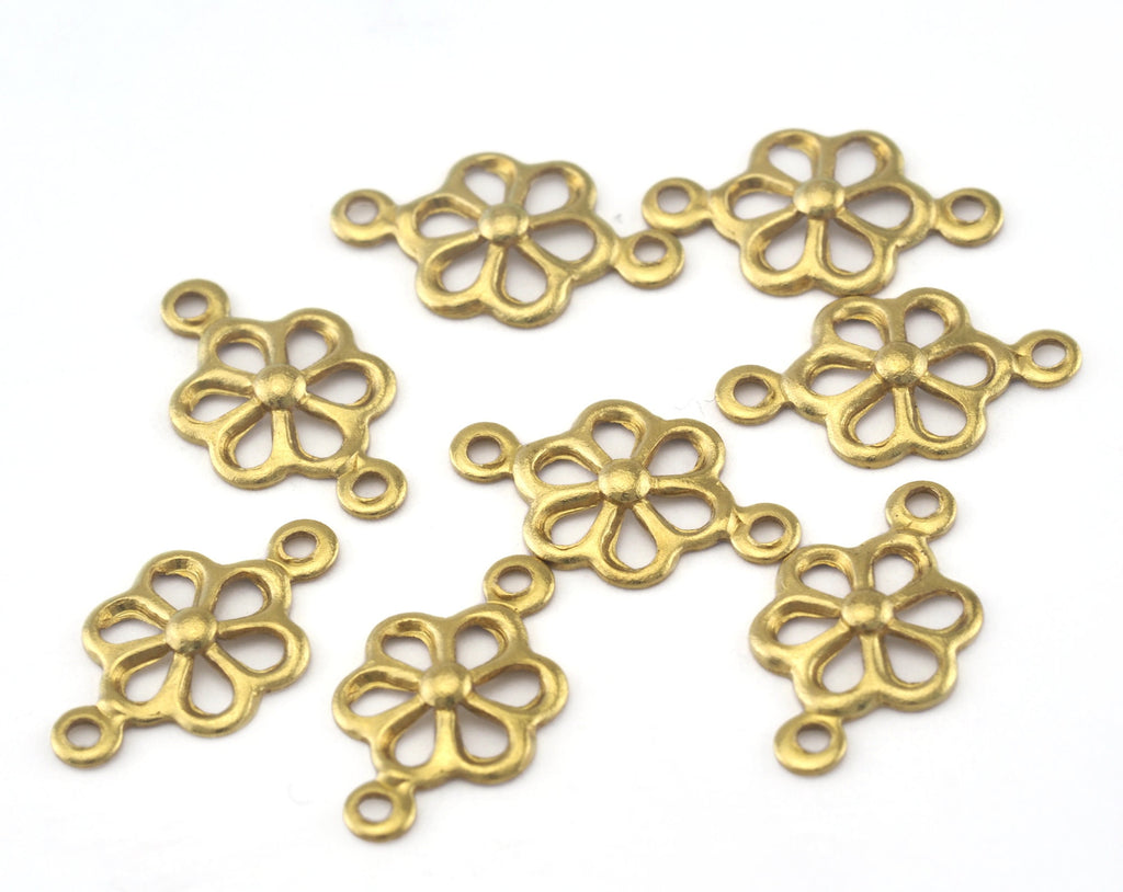 Flower connector 8x14mm raw brass , 2 loops,Charms ,findings.earring OZ115R-34 tmpl