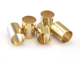 Cylinder tube shiny gold plated brass   15x20mm (14mm hole) finding charm pendant 738 1898