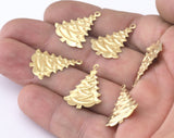 Tree charms raw brass with 1 loop  23x18mm OZ2613-70