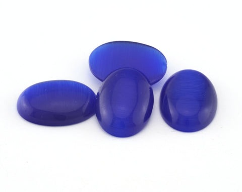 Blue Synthetic Cats Eye Glass 25x18mm Cabochon cab120-05