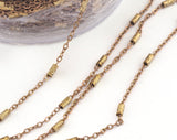 raw brass soldered chain with 3mm tube anklet satellite chain 1,5x2mm Z150