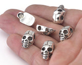 Silver Tone Alloy Pendant  20x11x7,5mm (hole 4mm) Skull Findings spacer bead bab4 2624-450