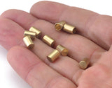Cord End Caps Raw brass 5x7mm (4mm inside diameter) Leather Cord Terminator cord  tip ends, ribbon end, ENC4 OZ2626