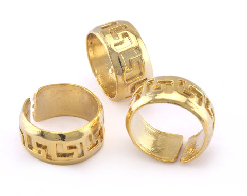Adjustable Band Ring Shiny Gold Plated brass (17mm 7US inner size) OZ2984