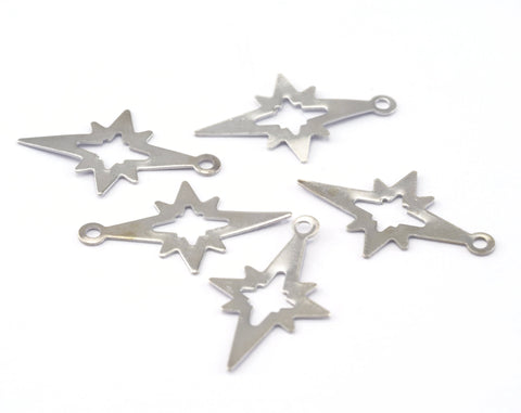 North Star Nickel Free Plated (Silver Tone) Brass 21mm Charms ,Findings 559-42.5